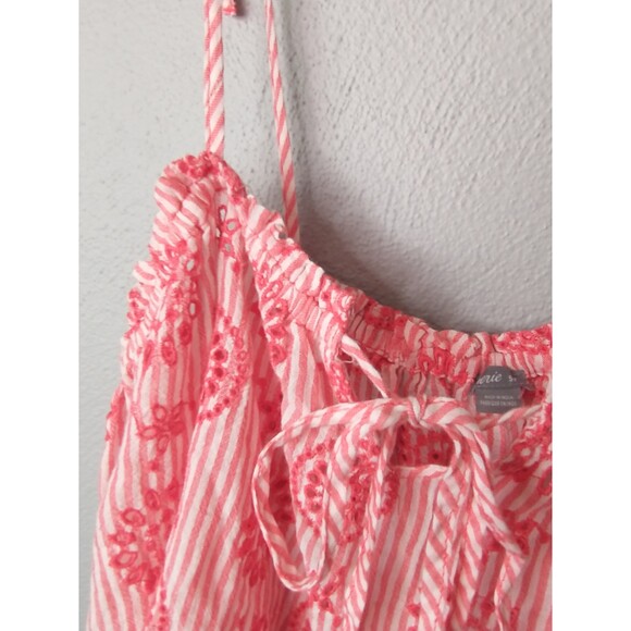 Aerie NWT Pink Striped Embroidered Tie Strap Tank Top Women’s Small - Picture 4 of 10